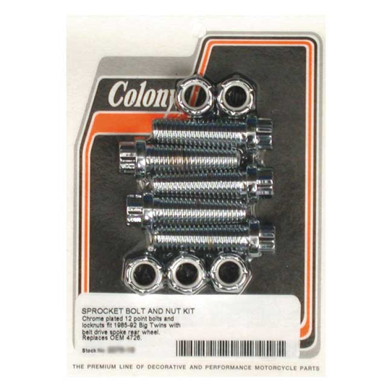 COLONY SPROCKET BOLT & NUT KIT 12-POINT REAR SPOKE WHEEL WITH BELT 989943