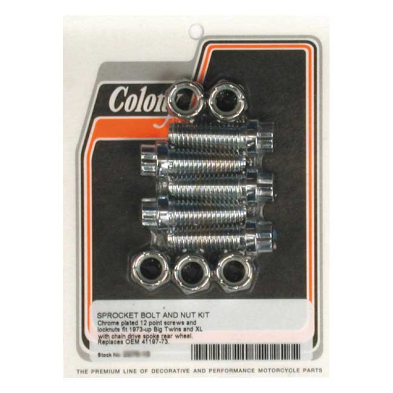 COLONY SPROCKET BOLT & NUT KIT 12-POINT REAR SPOKE WHEEL WITH CHAIN 989947