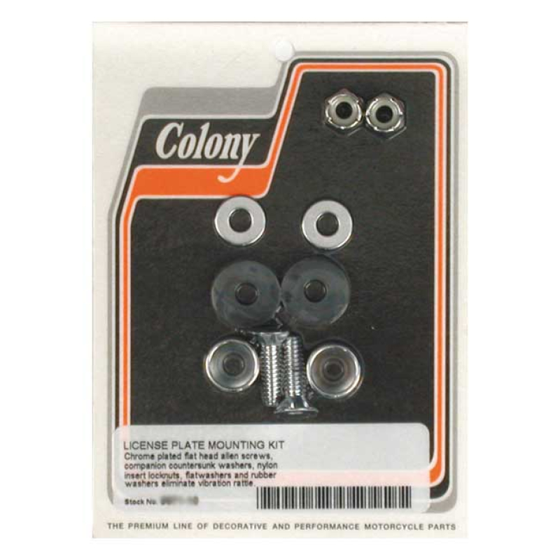 COLONY LICENSE PLATE MOUNT KIT. FLATHEAD ALLEN. CHROME CHROME PLATED I 989971