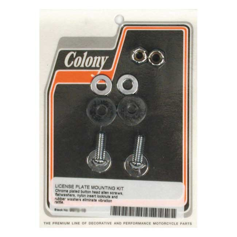 COLONY LICENSE PLATE MOUNT KIT. BUTTONHEAD. CHROME CHROME PLATED INSTA 989972