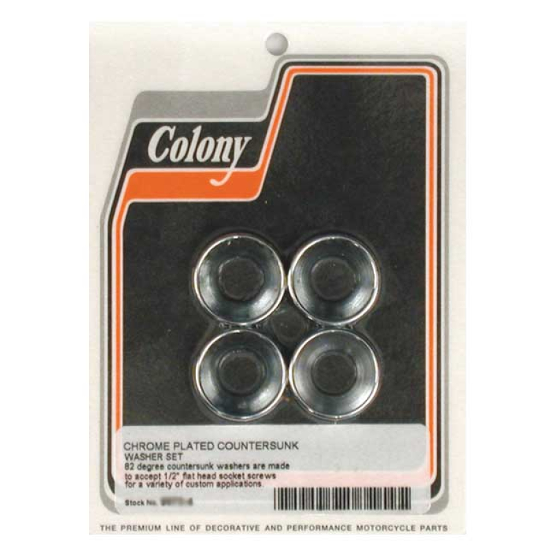 COLONY COUNTERSUNK FLATWASHERS 1/2" CHROME, TAKES FLATHEAD ALLEN BOLTS 990149
