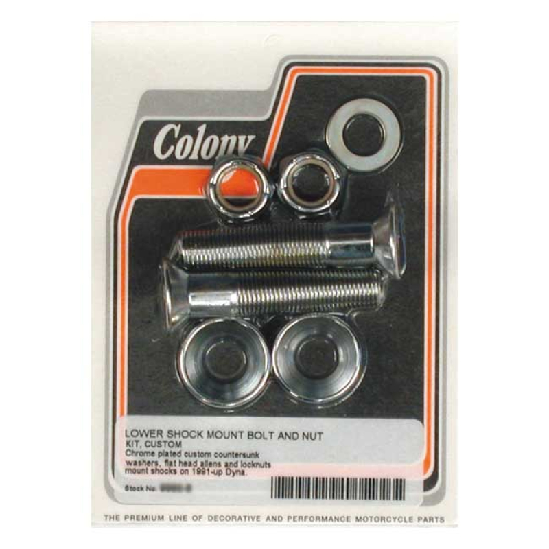 COLONY, LOWER DYNA SHOCK MOUNT KIT. CHROME CUSTOM CHROME PLATED FLATH 990151