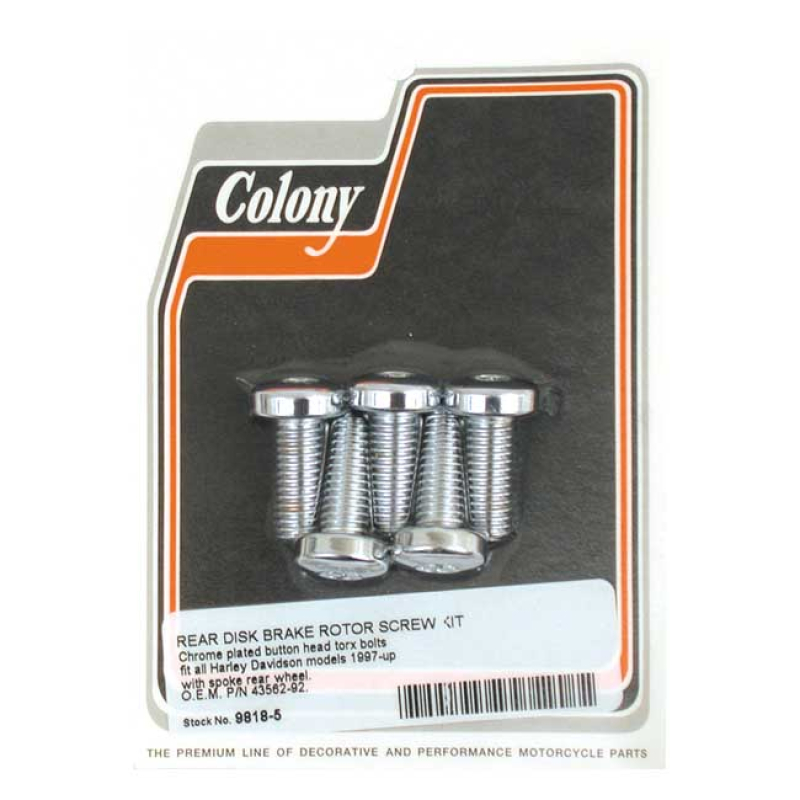 COLONY BRAKE ROTOR BOLT KIT, FLAT TORX 997407