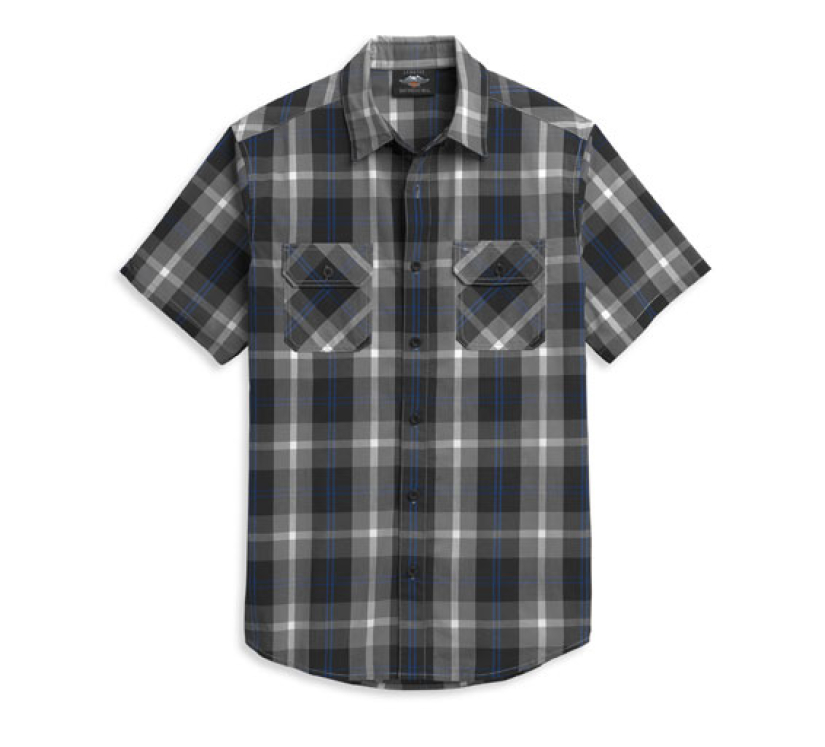 MIESTEN H-D KAULUSPAITA, BLUE/GREY PLAID 96374-21VM