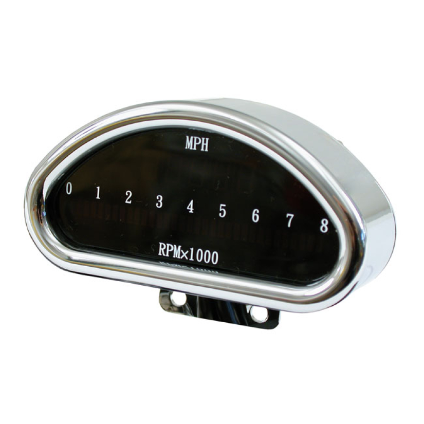 ELECTRONIC CNC ALUMINUM SPEEDOMETER (MPH) CHROME DISPLAYS SPEED; TOTAL 500412