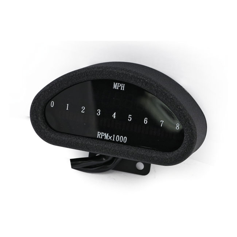 ELECTRONIC CNC ALUMINUM SPEEDOMETER (MPH) BLACK BLACK WRINKLE FINISH. 500477