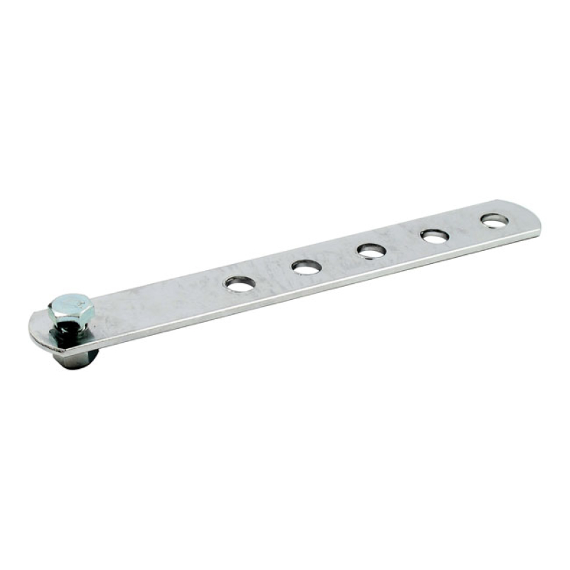 UNIVERSAL EXHAUST MOUNT BRACKET. 8" LONG, 6 HOLES CHROMED STEEL. STRAI 500992