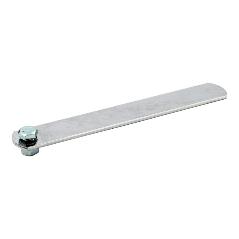 UNIVERSAL EXHAUST MOUNT BRACKET. 8" LONG, 1 HOLE CHROMED STEEL. STRAIG 500993