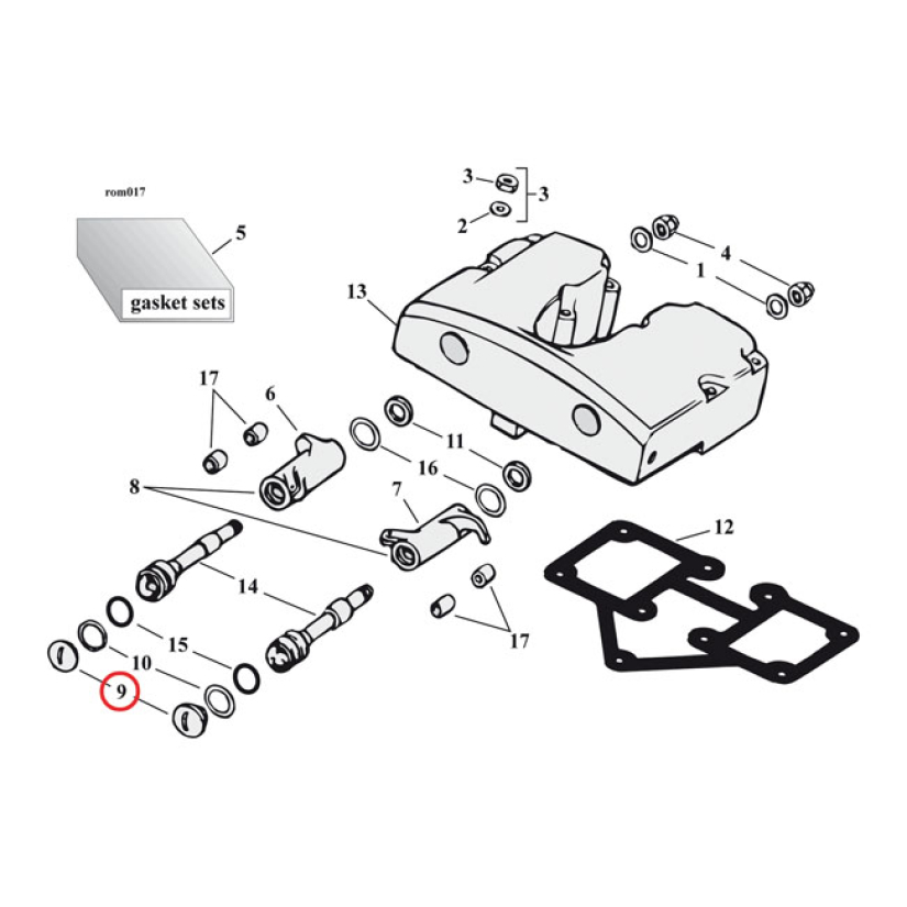 COLONY, ROCKER SHAFT END PLUG SET. HEX STYLE. CHROME CHROME PLATED. CU 501770