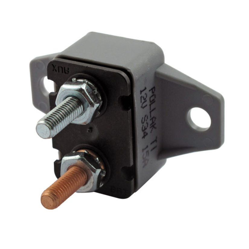 CIRCUIT BREAKER, AUTOMATIC. DUAL MOUNT, PLASTIC. 15A WITH DUAL MOUNT T 502507