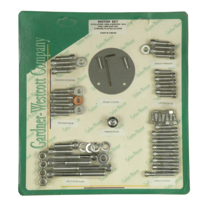 MOTOR SCREW SETS, CHROME ALLEN  84-85 SOFTAIL (NU) 503100