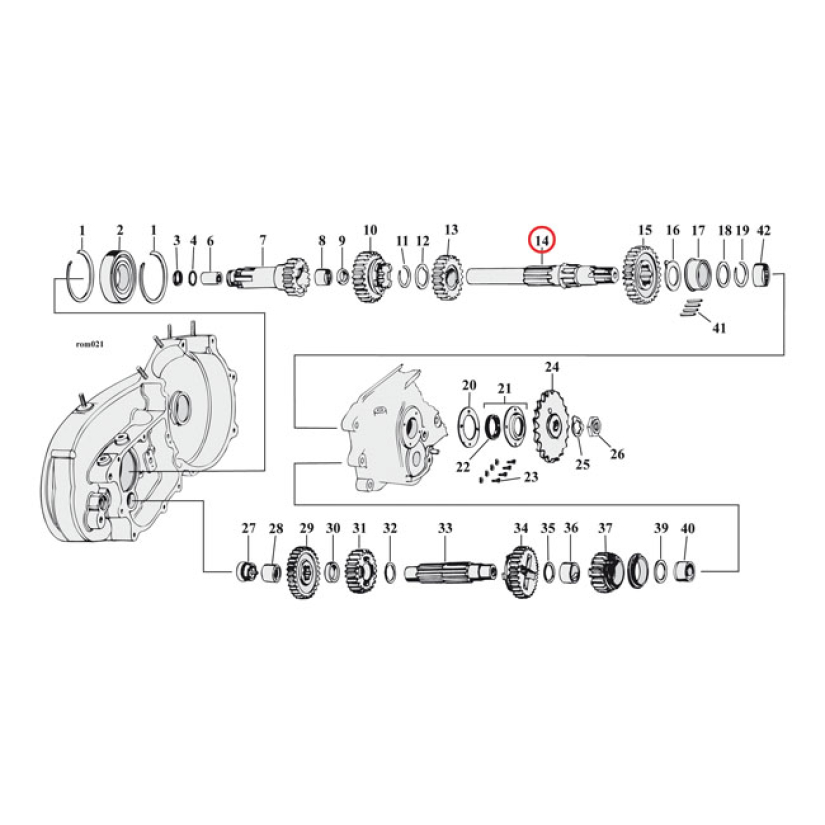 ANDREWS, TRANSMISSION MAINSHAFT XL OEM REPLACEMENT REFERENCE 35046-71A 503895