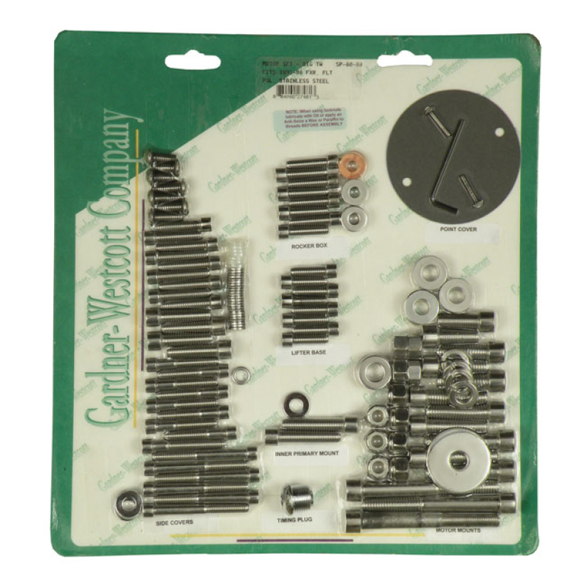 MOTOR SCREW SET, POLISHED SS ALLEN 91-94 FXR; 91-98 FLT/TOURING (NU) 504663
