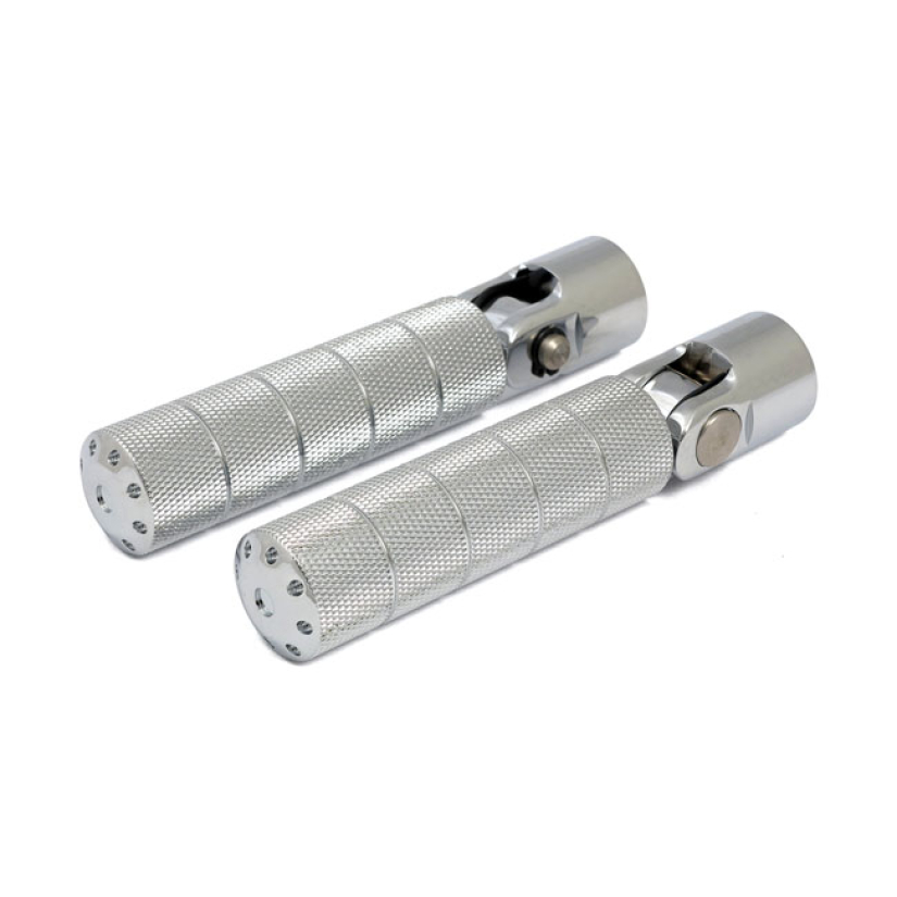 BOMBER, FOOT PEG SET. KNURLED. CHROME CHROME. ALUMINUM. COMES COMPLETE 505134