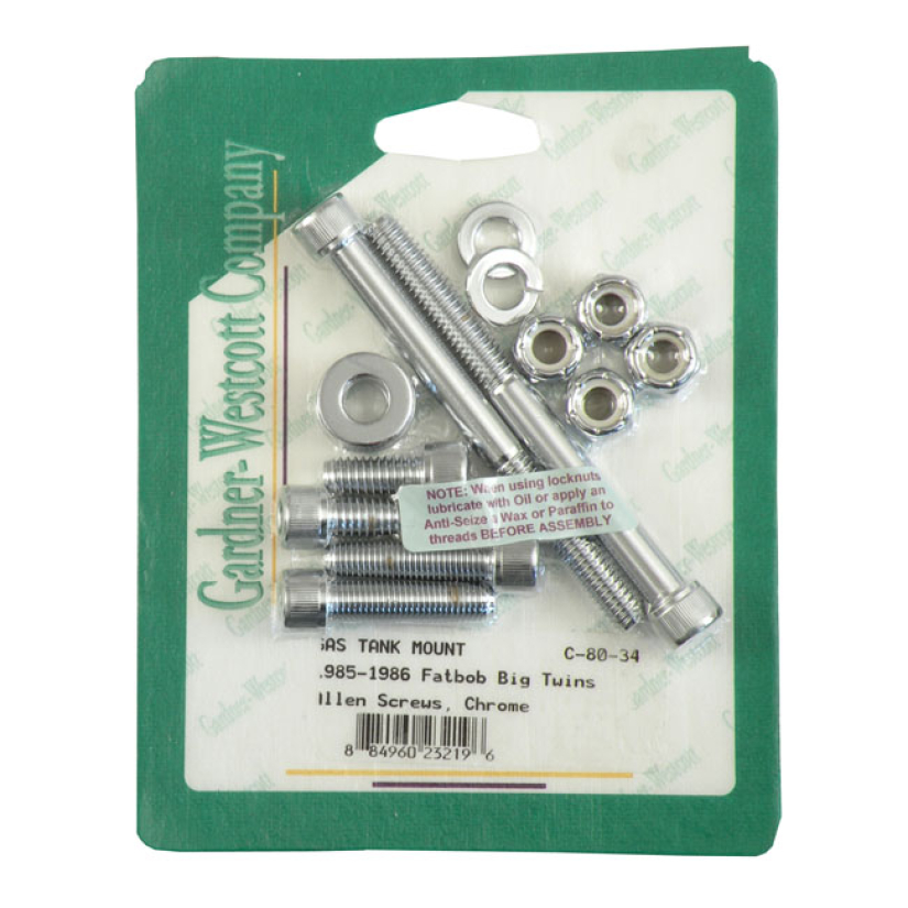 GAS TANK MOUNT KIT. ALLEN HEAD. CHROME LATE STYLE. CHROME PLATED. USED 507711
