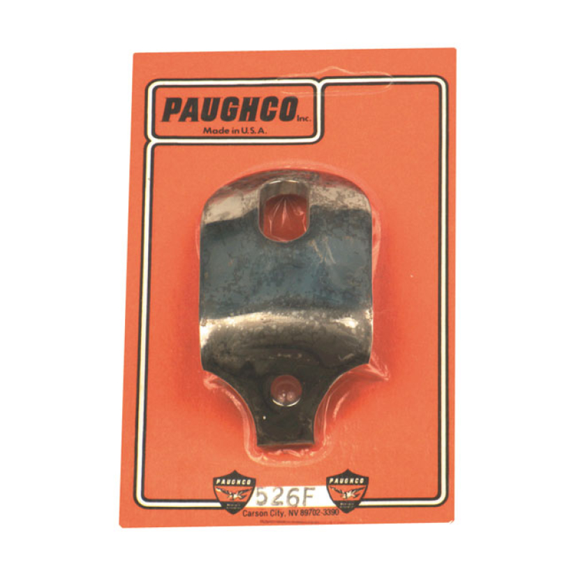 PAUGHCO, HEADLAMP MOUNTING BRACKET. CHROME CHROME PLATED STEEL.  USED 508222