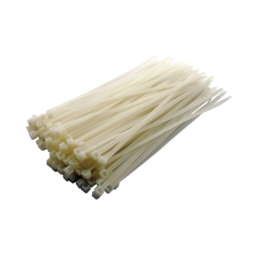 MCS, CABLE STRAPS. 8" (20CM). WHITE QUALITY NYLON CABLE STRAPS; CABLE 508478