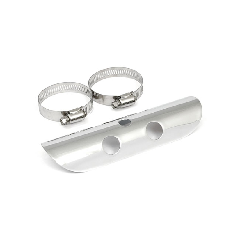 UNIVERSAL BULLET HOLE HEAT SHIELD 7" LONG CHROME 510536