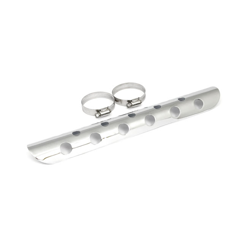 UNIVERSAL BULLET HOLE HEAT SHIELD 14" LONG CHROME HEAT SHIELD; 14" (35 510544