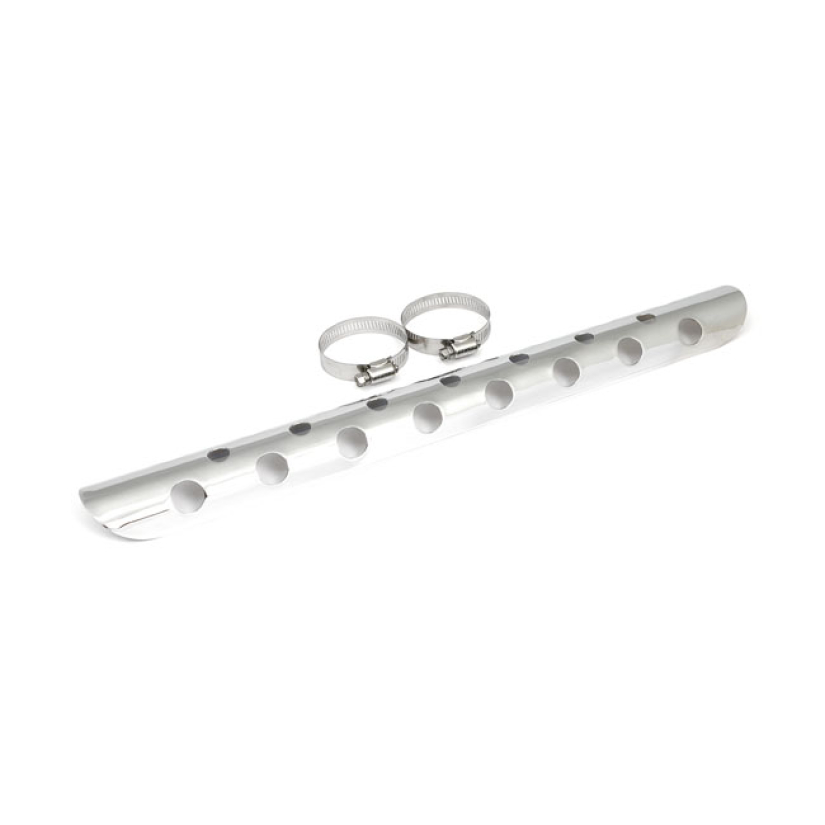 UNIVERSAL BULLET HOLE HEAT SHIELD 18" LONG CHROME HEAT SHIELD; 18" (45 510548