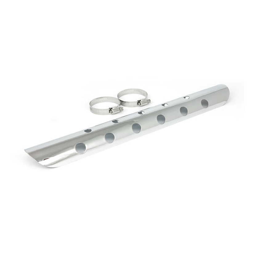 UNIVERSAL BULLET HOLE HEAT SHIELD 18" LONG CHROME HEAT SHIELD; 18" (45 510602