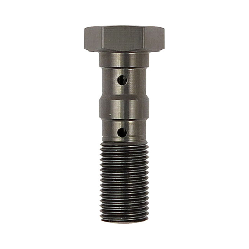 TRW DOUBLE BANJO BOLT TITANIUM ANODIZED M10X1.00 LENGTH 33MM BELOW HEA 510623