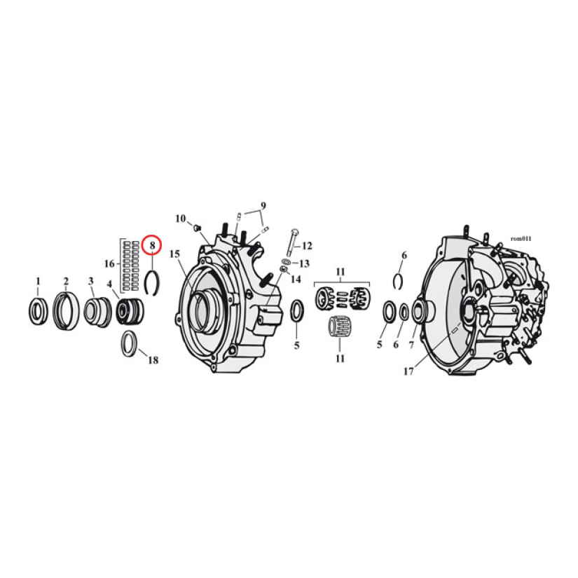 RETAINING RING, SPROCKET SHAFT BEARING SNAP RING. OEM REPLACEMENT REFE 512336