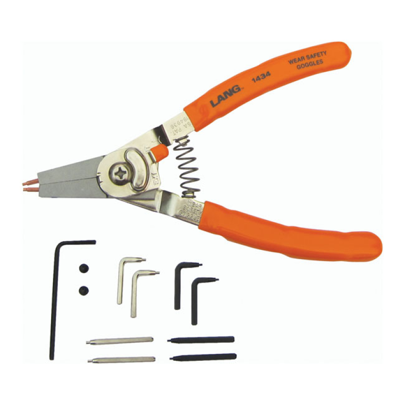 LANG TOOLS, '' QUICK SWITCH'' #1434 LARGE RETAINING RING PLIER CONVERT 514588