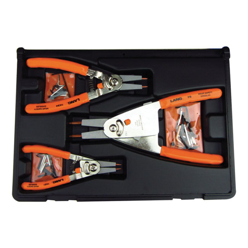 LANG TOOLS, ''QUICK SWITCH'' RETAINING RING PLIERS. 3-PC SET CONVERTS 514591