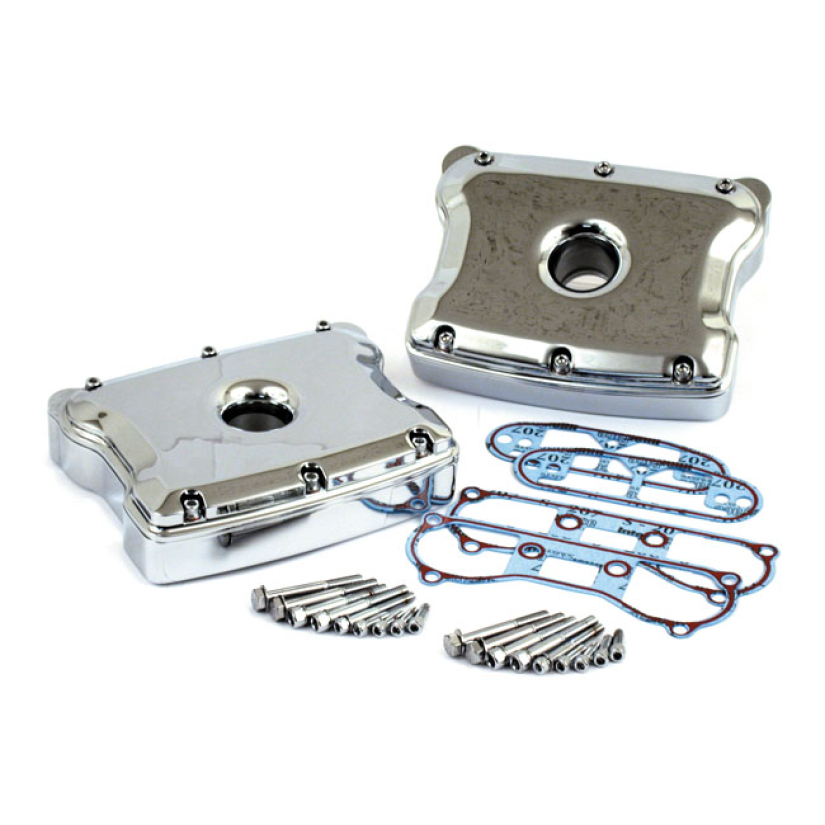 EVO ROCKER COVERS SET, CUSTOM STYLE. CHROME DIE-CAST CUSTOM ALUMINUM R 515358