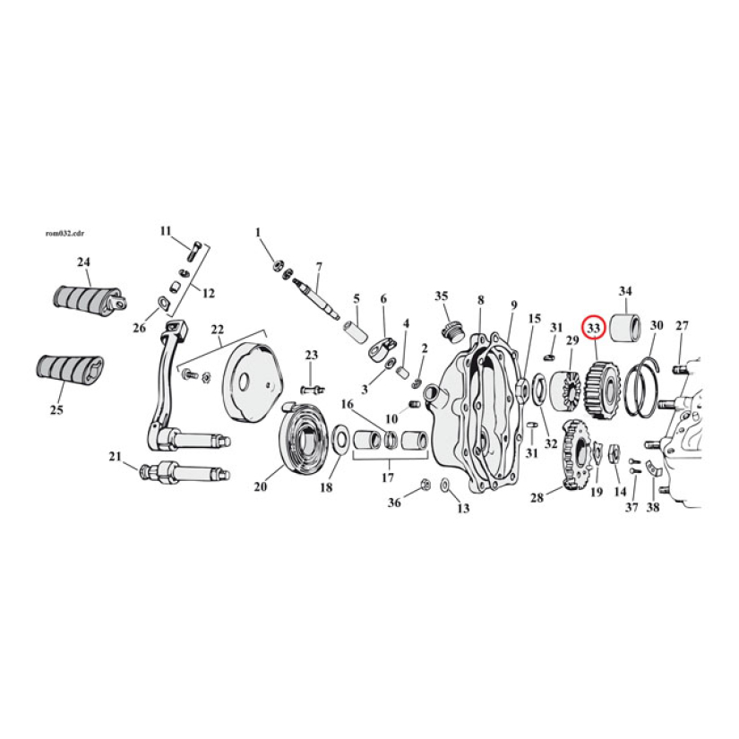 EASTERN KICKSTART STARTER GEAR, 14 TOOTH 516485