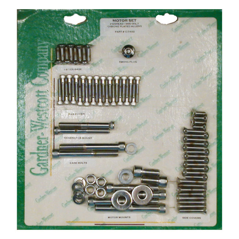 MOTOR SCREW SET, ALLEN 1965 PANHEAD (NU) WITH STEEL D-RINGS; SHORT BO 517878