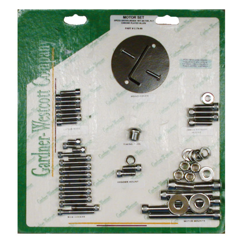 MOTOR SCREW SETS, CHROME ALLEN L76-84 4-SPEED BIG TWIN (NU) 517890