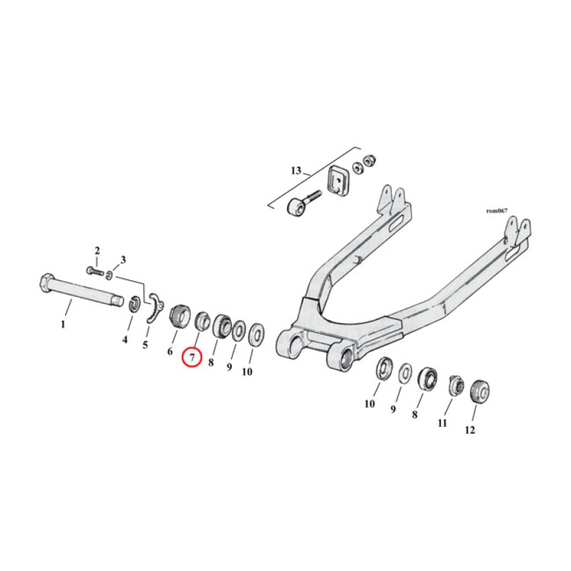 BEARING SPACER, OUTER. SWINGARM  L74-81 XL SPORTSTER (NU) 1 USED 518123