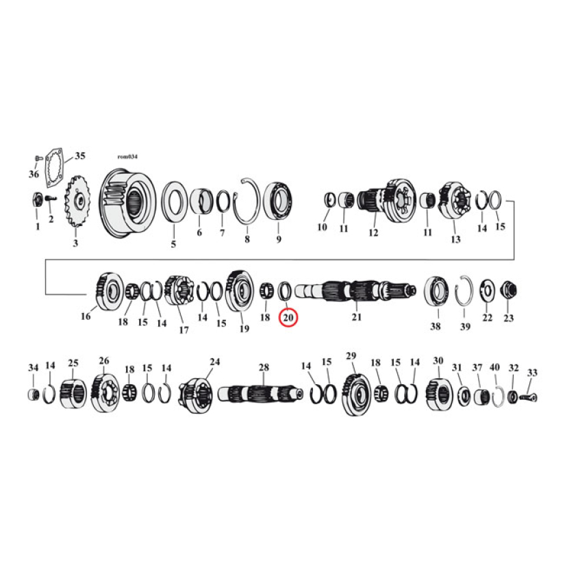 SPACER, TRANSMISSION MAINSHAFT 1 USED. OEM REPLACEMENT REFERENCE 35063 518187