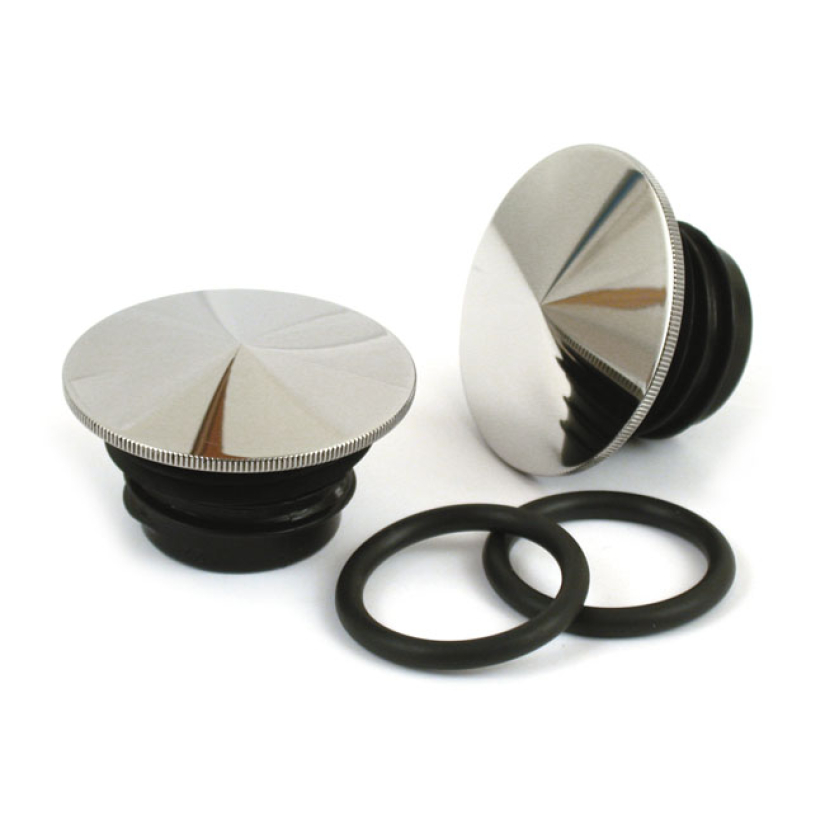 STAINLESS STEEL GAS CAP SET, POINTED POLISHED STAINLESS STEEL; SCREW-I 518463