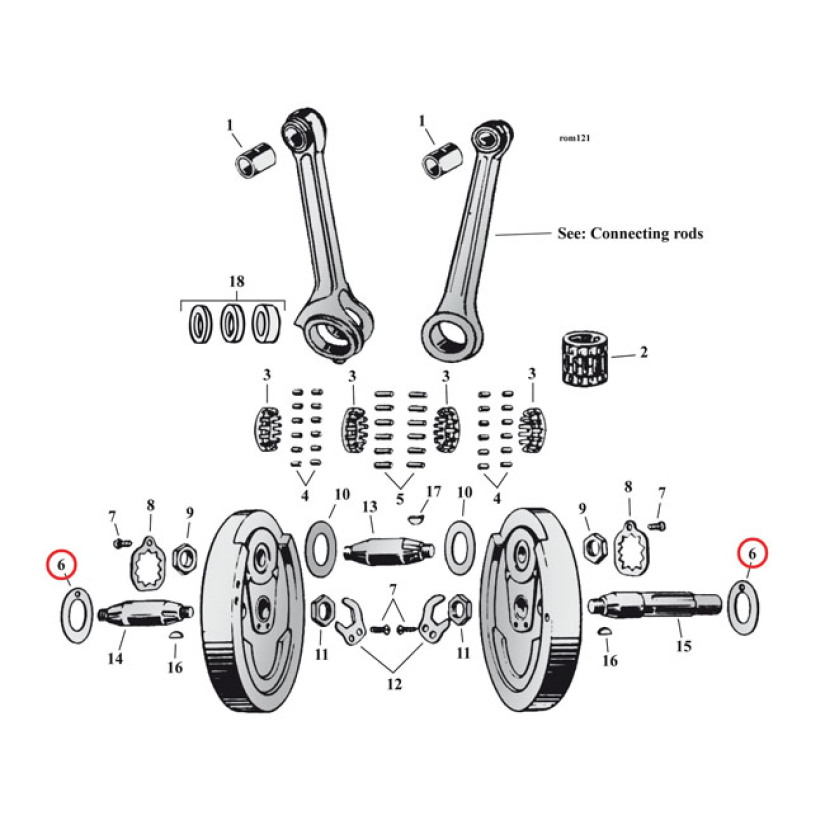 FLYWHEEL WASHER SV, .086" (OUTSIDE)  32-73 45" SV (NU) 519015