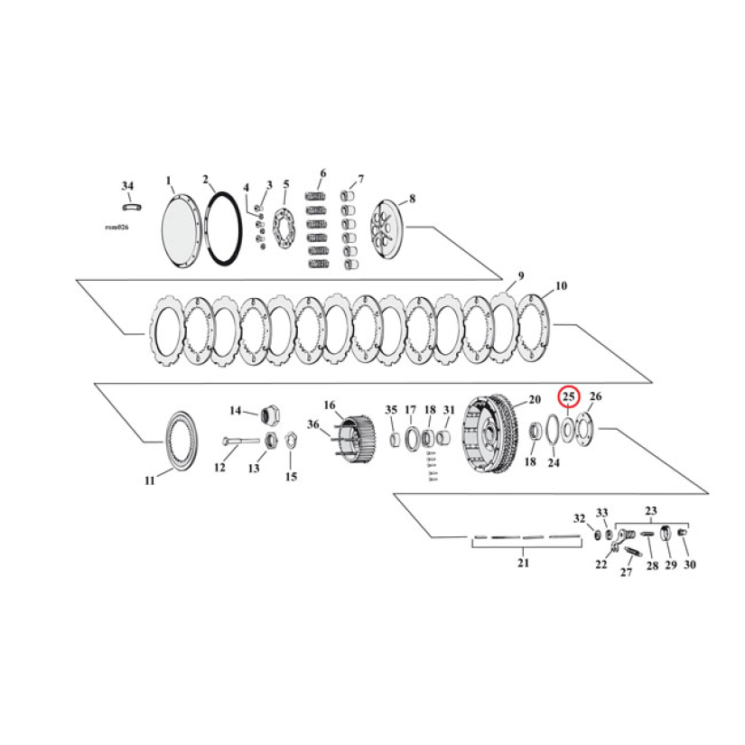 WASHER, CLUTCH HUB BEARING .0955"  52-70 K; XL SPORTSTER (NU) 519811