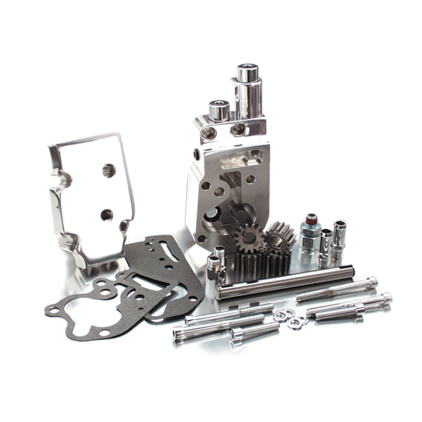 JIMS, ''FLOW PRO 1'' BILLET OIL PUMP KIT. POLISHED WITH BOTTOM FEED & 519931