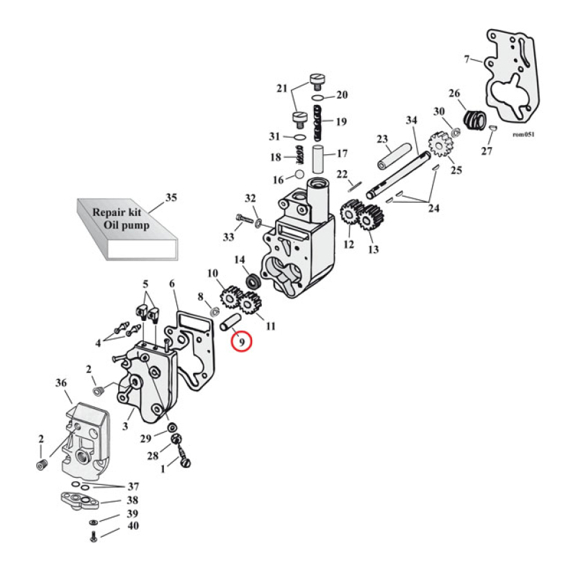 OIL PUMP, IDLER SHAFT 526327