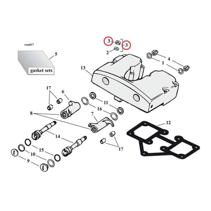 GW ROCKER BOX NUT KIT, HEX OEM STYLE 527015