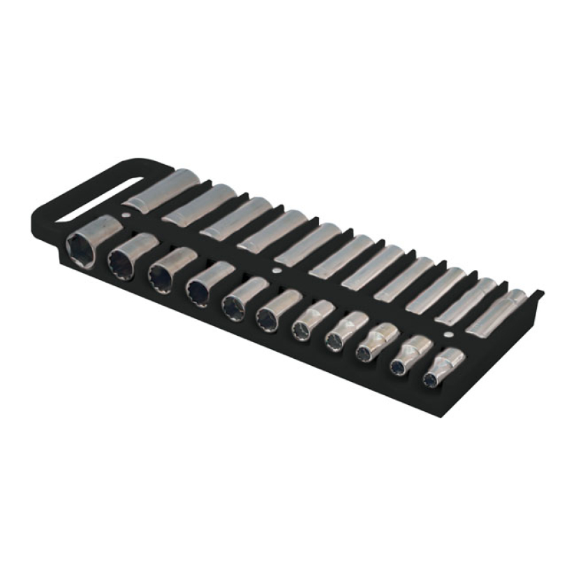 LISLE, 1/2" SOCKET HOLDER, BLACK BLACK. STRONG ABS PLASTIC. CLAMPS TO 530823