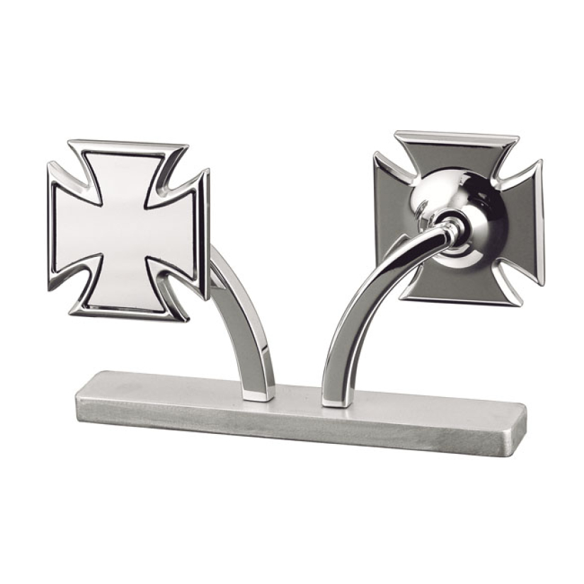 K-TECH, MALTESE CROSS MIRROR BILLET; POLISHED; LEFT HD STYLE MOUNT 532021