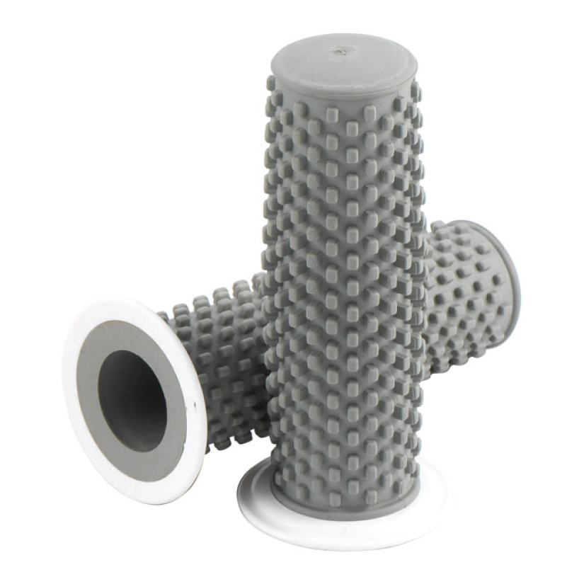 K-TECH, KUSTOM RUBBER GRIPS. GRAY WITH WHITE FLANGE SOFT; DURABLE RUBB 532411