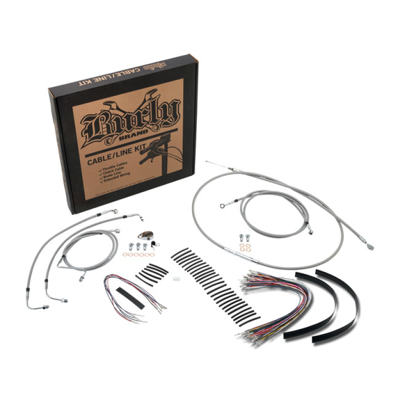 BURLY APEHANGER CABLE/LINE KIT FOR BURLY 14" APEHANGERS. BRAIDED STAIN 533018