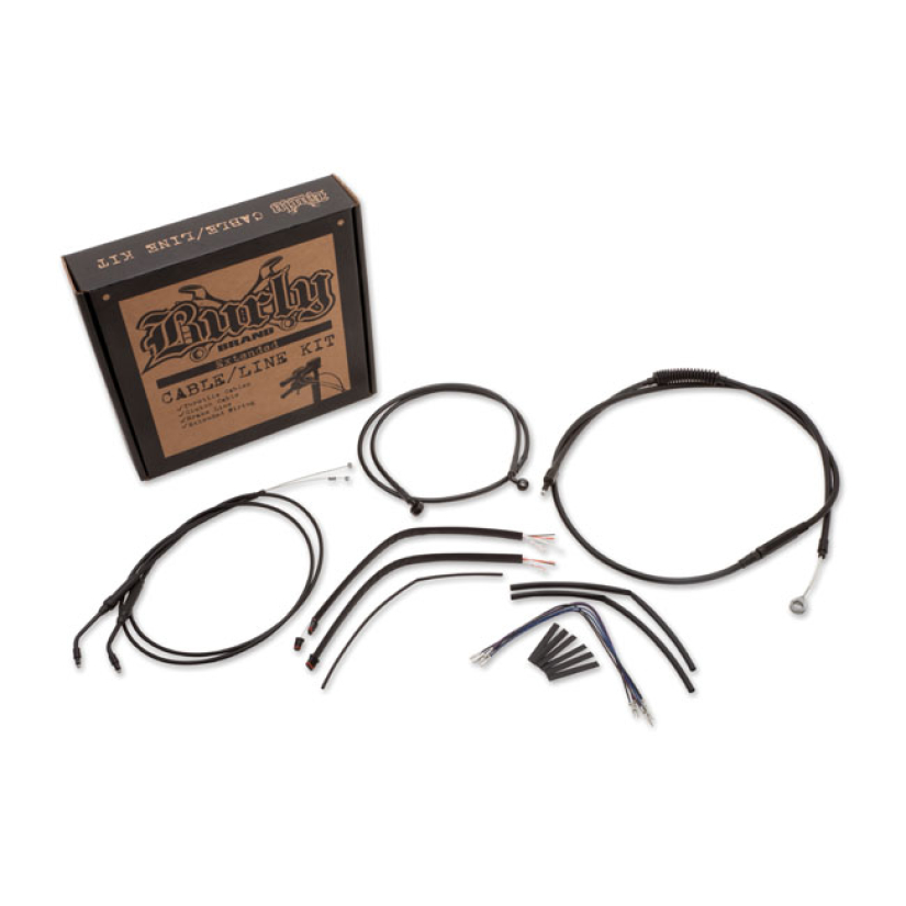 BURLY APEHANGER CABLE/LINE KIT FOR BURLY 12" APEHANGERS. BLACK CABLES. 533039