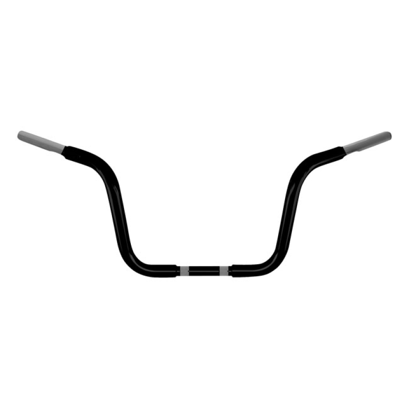 WILD1, 1-14" CHUBBY APEHANGERS. BLACK, 10" RISE SATIN BLACK POWDER COA 534098