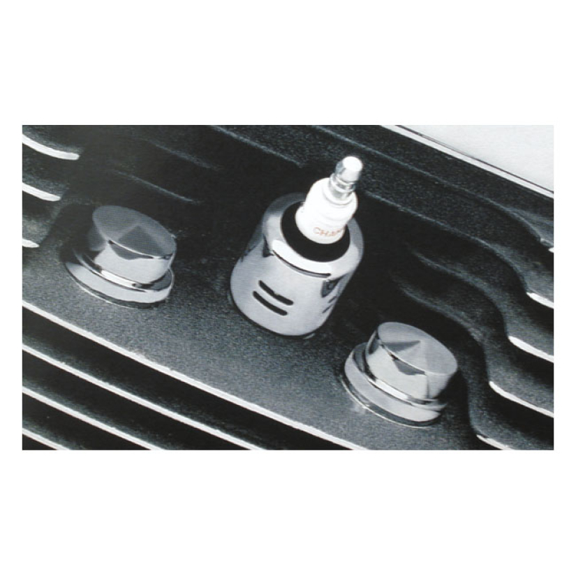 KURYAKYN, HEAD BOLT COVERS CHROME. PEAKED STYLE; LOW PROFILE HEAD BOLT 544589