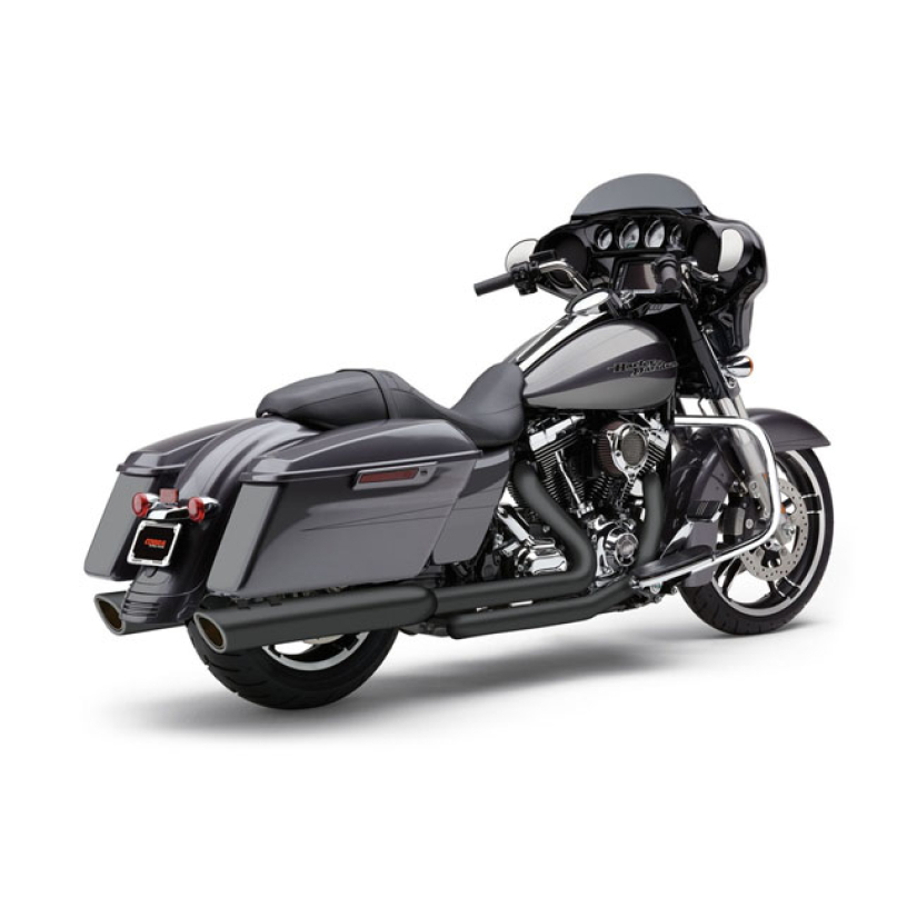 COBRA, 909 TWINS 4" SLIP-ON MUFFLERS. BLACK SATIN BLACK. MANUFACTURED 558172