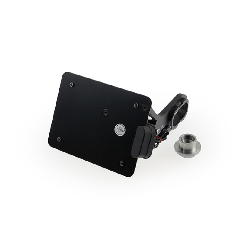 CULT-WERK, SIDE MOUNT LICENSE PLATE BRACKET. SWITZERLAND GLOSS BLACK P 558642